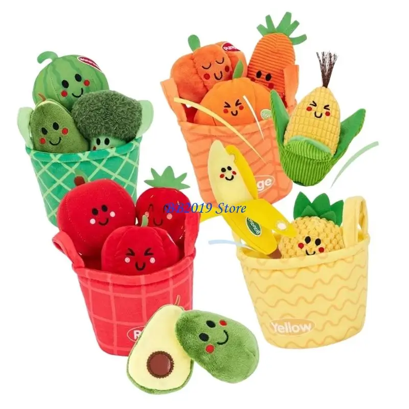 Q0KB Peluche per bambini con forme frutta e verdura in peluche per l'ordinamento del colore che migliora lo sviluppo Tessuto