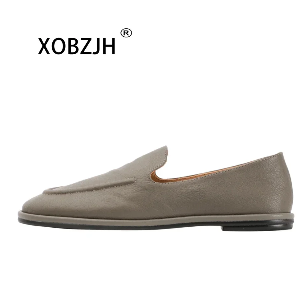 

2024 Mocasines Mujer Genuine Leather Loafers Women Round Toe One Foot Slip-on Shoes Women Soft Female Ballet Dancer Flats Shoes