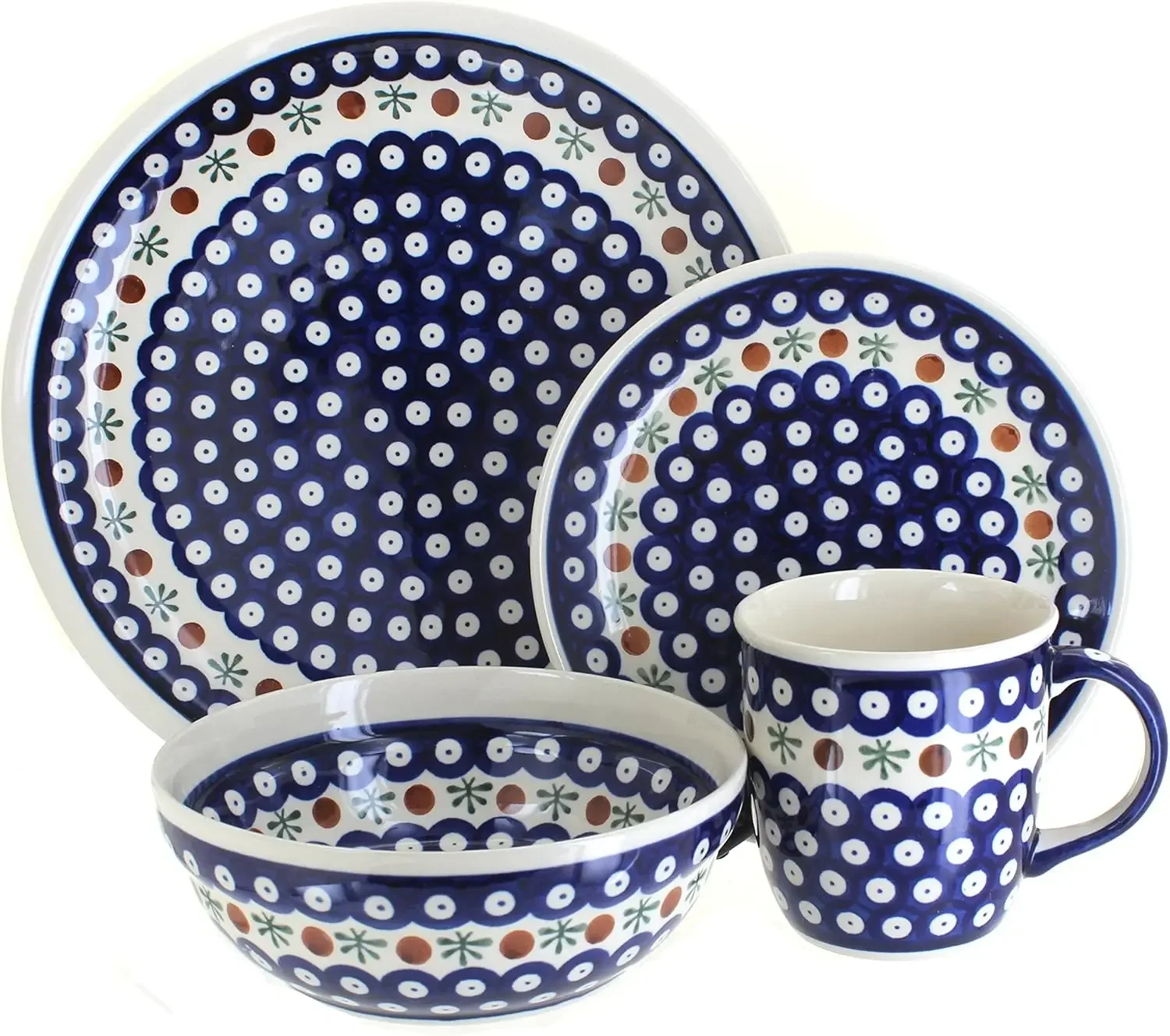 Blue Rose Polish Pottery Nature 16 Piece Dinner Set