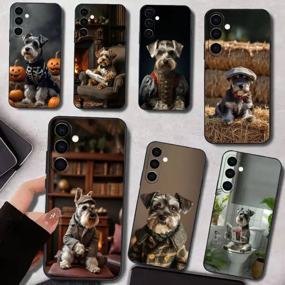 

Intelligent Schnauzer Dog Phone Case For Samsung Galaxy A73,A72,A71,A70,A53,A52,A51,Others Soft Black Cover