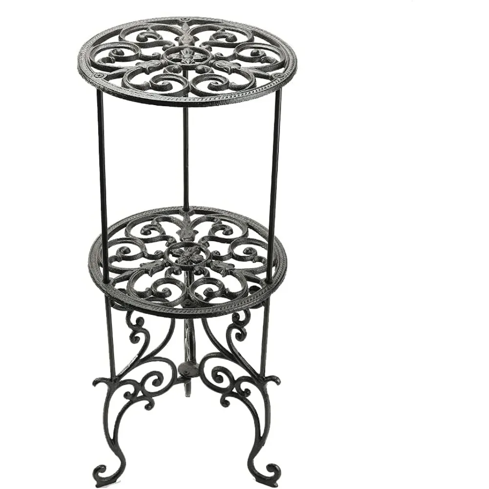 

Sungmor Heavy Duty Cast Iron Potted Plant Stand,26-Inch 2 Tiers Metal Planter Rack,Decorative Flower Pot Holder,Vintage & Rustic