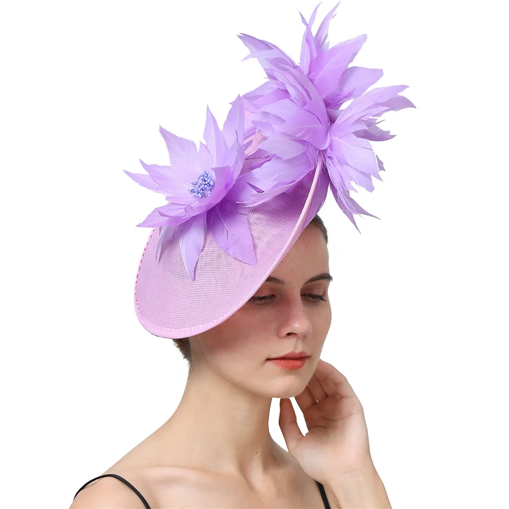 

New Fancy Flower Fascinating Vintage Wedding Big Hat Millinery Fascinator For Ladies Cocktail Race Hair Accessories Headbands