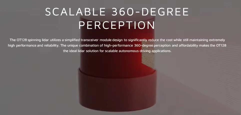 HESAI OT128 Long-Range 360 LiDAR Sensor 2700x128 Resolution 200m Sensing Range 10/20Hz 905nm Autonomous Driving Vehicle Safety