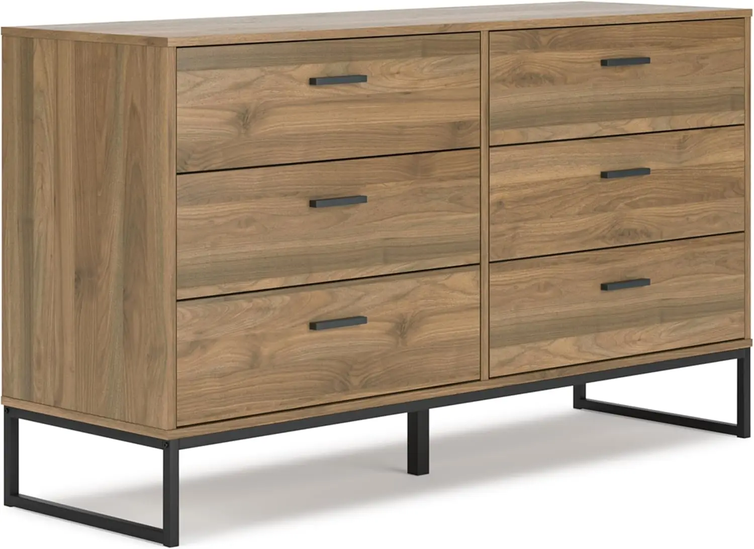 Deanlow Mid-Century Modern 6 Drawer Dresser with Safety Stop for Bedroom