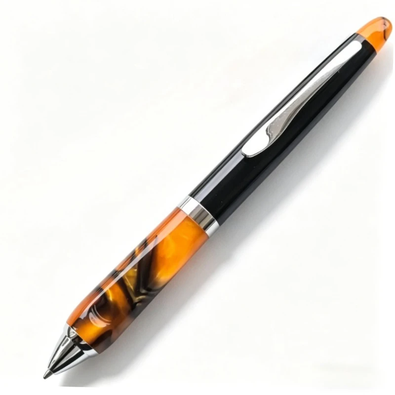 High End Rotating Gel Pen with Amber Acrylic Metal Rod and Metal Pen Core, Good Hand Feel 0.7 Oily Kawaii Rollerball Pen Writing