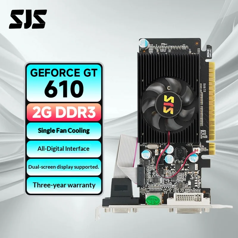 

SEJISHI GT610 2G DDR3 Graphics Card - High Performance Entry-Level GPU, 2GB Dedicated VRAM, Low Power Consumption, Plug & Play