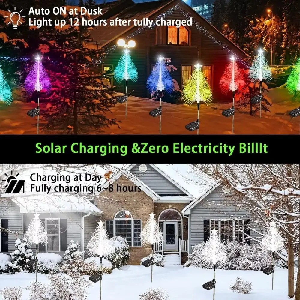 تغيير لون أضواء قنديل البحر الشمسية مقاوم للماء 7 ألوان الألياف البصرية مصابيح القصب 5-Layer أضواء تعمل بالطاقة الشمسية تعمل بالطاقة الشمسية