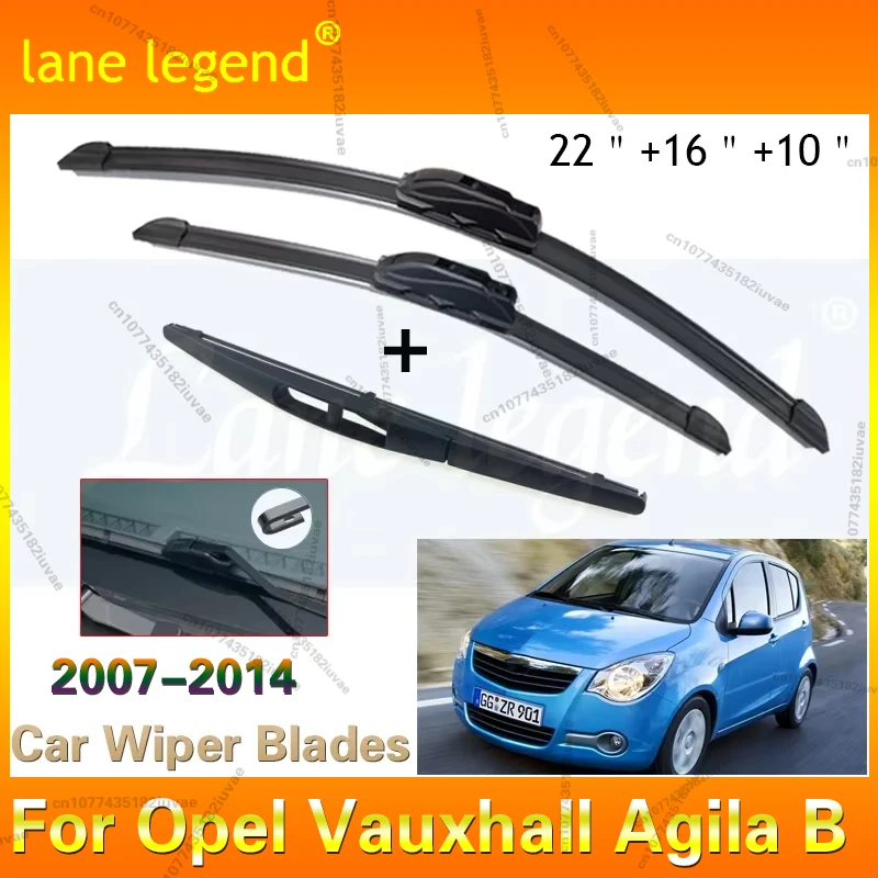 

For Opel Vauxhall Agila B 2007-2014 Front Rear Wiper Blades Brushes Cutter Accessories J Hook 2007 2008 2009 2010 2011 2012 2013