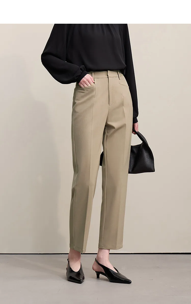 Amii Women Pants 2026 Autumn New Commuter Basic Style Tapered Pants Casual Women's Solid Versatile Ankle-Length Pants 12641091