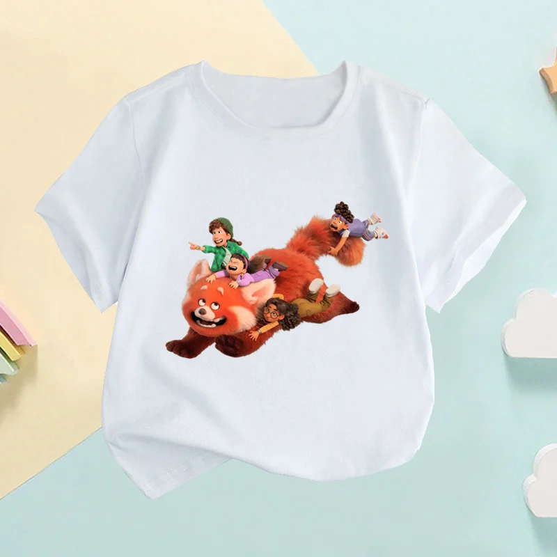 Turning Red Panda Mei Lee Print Cartoon Kids T-shirt Funny Children's Clothes Summer Baby Girls Tops Boys Short Sleeve T shirts