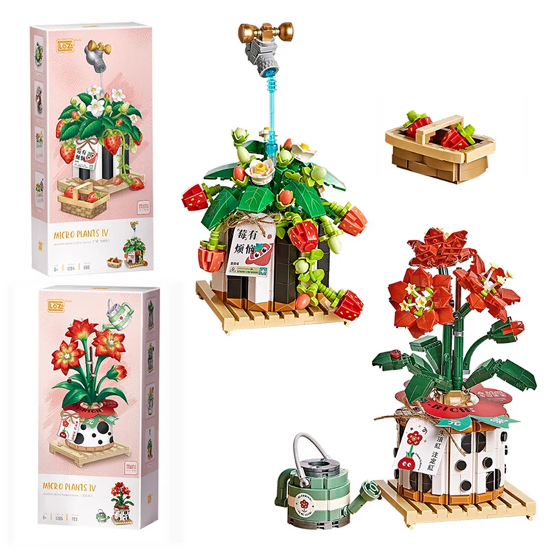 

Flower Building Blocks Mini Potted Plant Bouquet Model Decorated Flower Block DIY Kids Puzzle Assembly Toy To Give Friends Gift