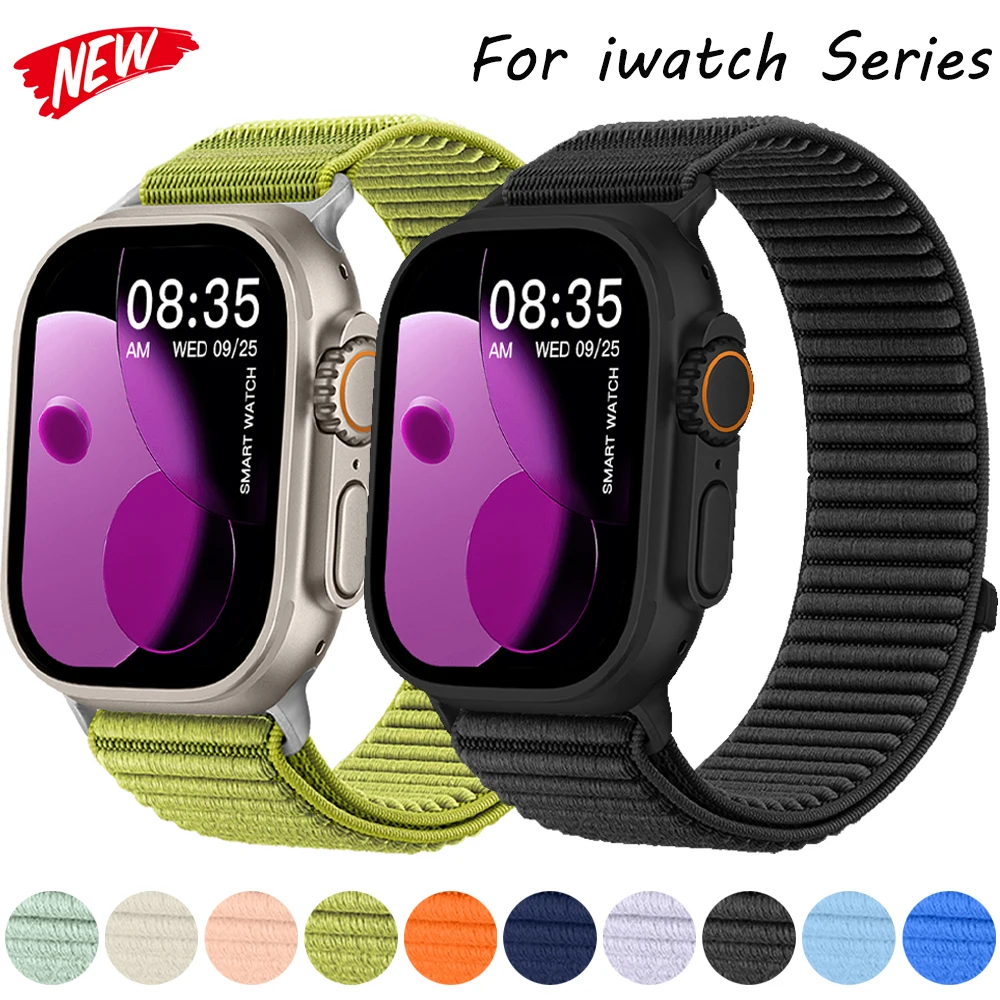 Nylon-Sportarmband für Apple Watch 49mm 46mm 45mm 44mm 42mm 41mm 40mm 38mm für iWatch 11 10 9 8 7 6 SE 5 4 Correa Armband