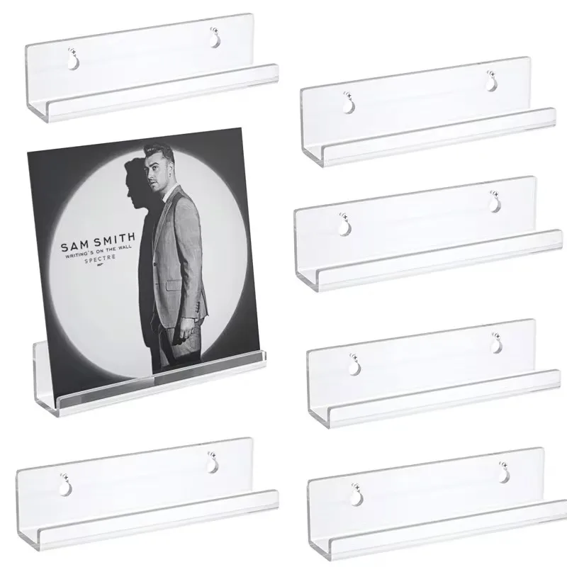 Acrylic Record Rack Holder Wall Mount 2/6/8Pcs Album Cd Display Clear Record Shelf Vinyl Album Display Stand Recorder Holder New