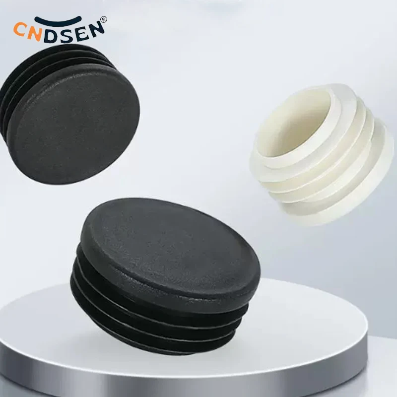 Round Plastic Blanking End Cap White/Black Furniture Foot Plug Dia14mm~60mm Tube Dust Cover