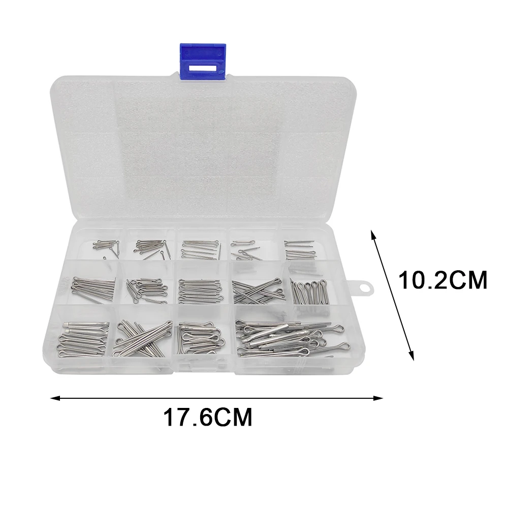 Newest 150Pcs Boxed Cotter Pin Assortment Kit Stainless Steel U Sharp Type Cotter Pin Split Pin Key Faster Fitting Perfect box