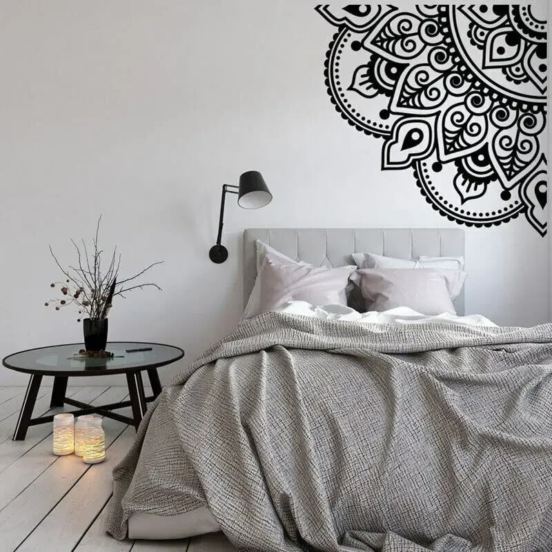 Mandala Naklejka Ścienna Narożnik Naklejki Winylowe Dekoracja Salonu Namaste Kwiat Naklejki Ścienne Sofa Tło Art Mural G192 — zdjęcie 2