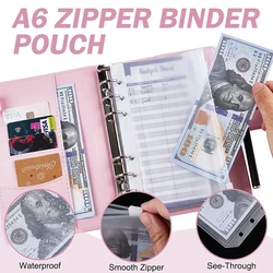 2024 Budget Binder A6 PU Leather Notebook buste per contanti Set di tasche per raccoglitori a Clip per regali per l'organizzatore di banconote a risparmio di denaro