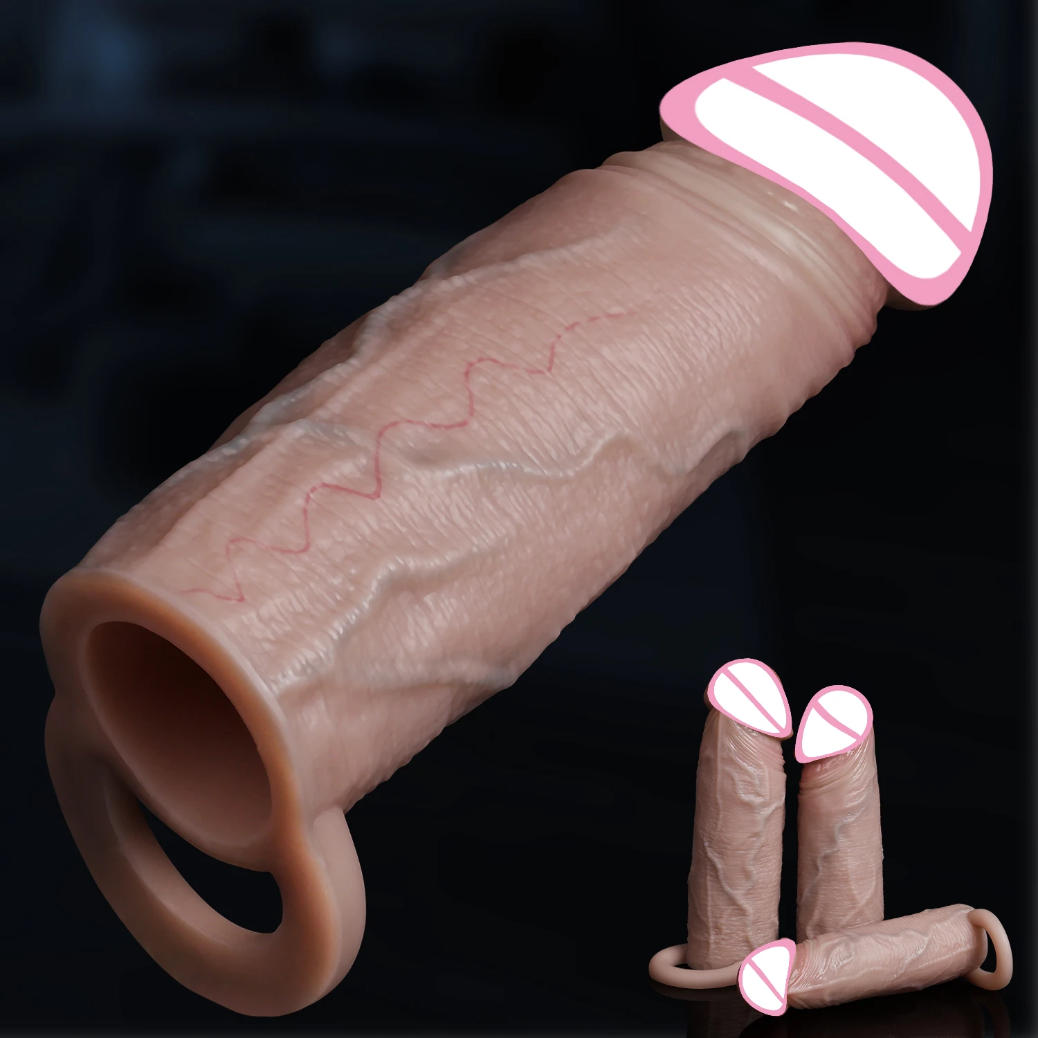 Man Delayed Ejaculation Extend Soft Realistic Enlarger Penis Sleeve Condom Sex Toys For Men Dildo Safety Silicone Dick Cock Ring