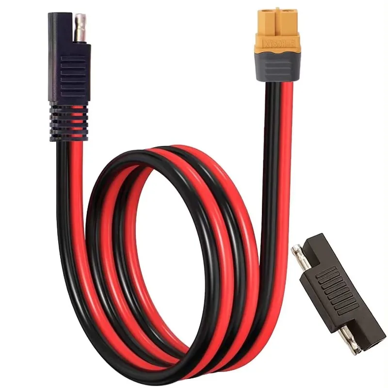 10AWG SAE to XT60 Female Cable with Dust Cap SAE Adapter Wire for Solar Panel Portable Power Station Battery Charging