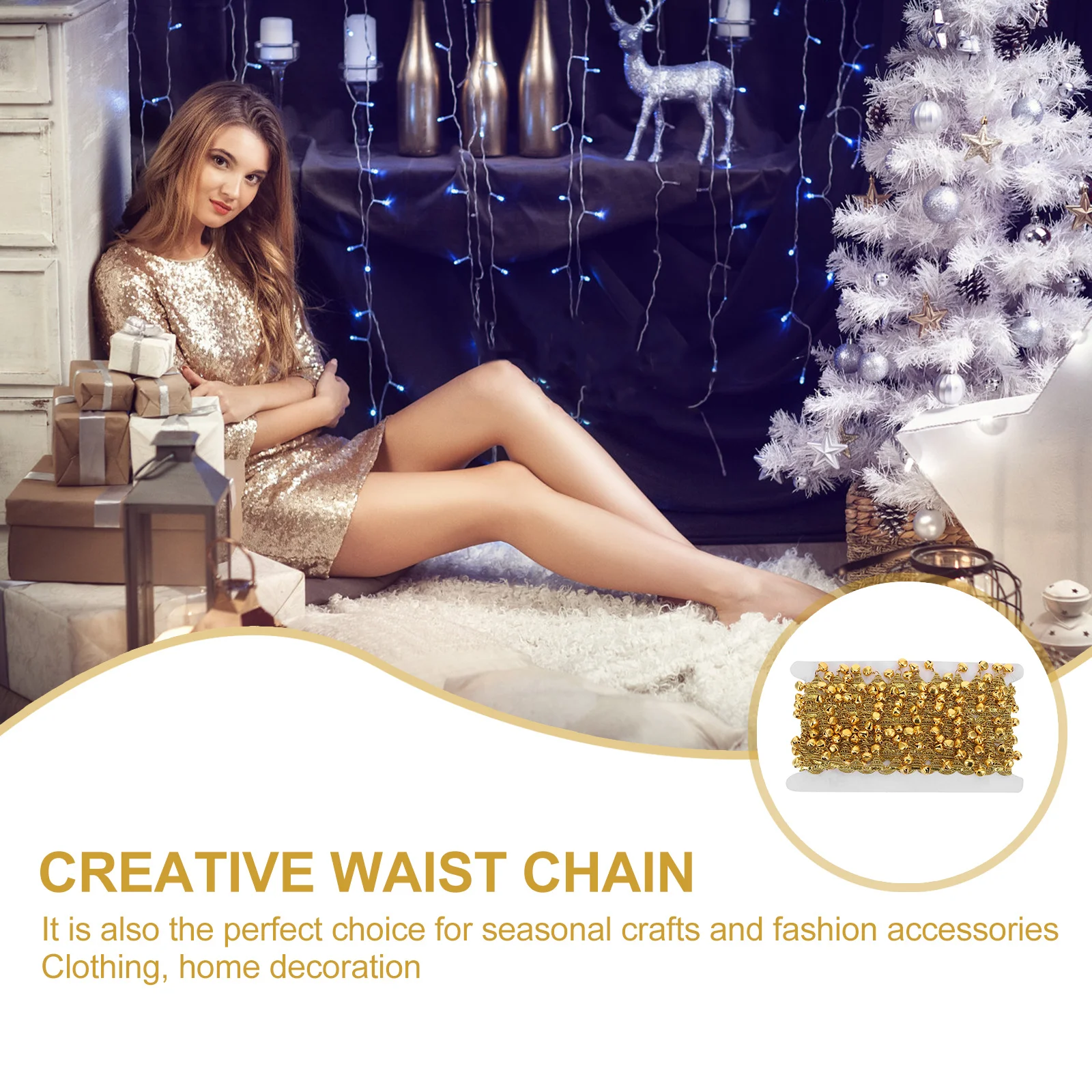 

1pc Waist Chain For Women Body Jewelry Bell Decorative Chain Belt Stage Performance Beach Party Wedding Daily Wear