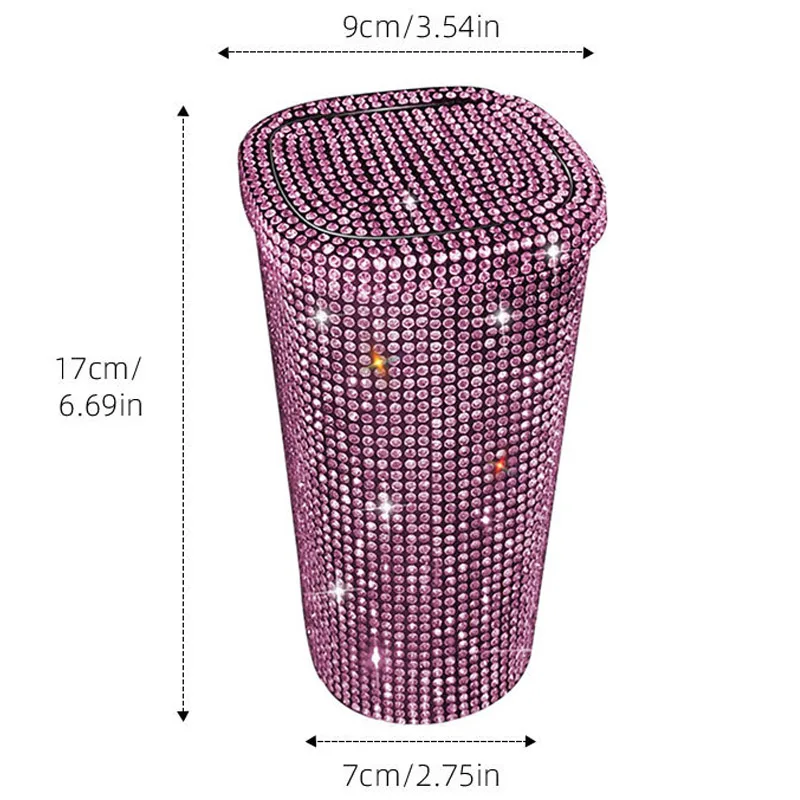 Seat Center Square Cans Storage Waste Garbage Bin Coin Cup Bling Car Acsessories Interior Auto Supplies Plastic Mini Trash Can