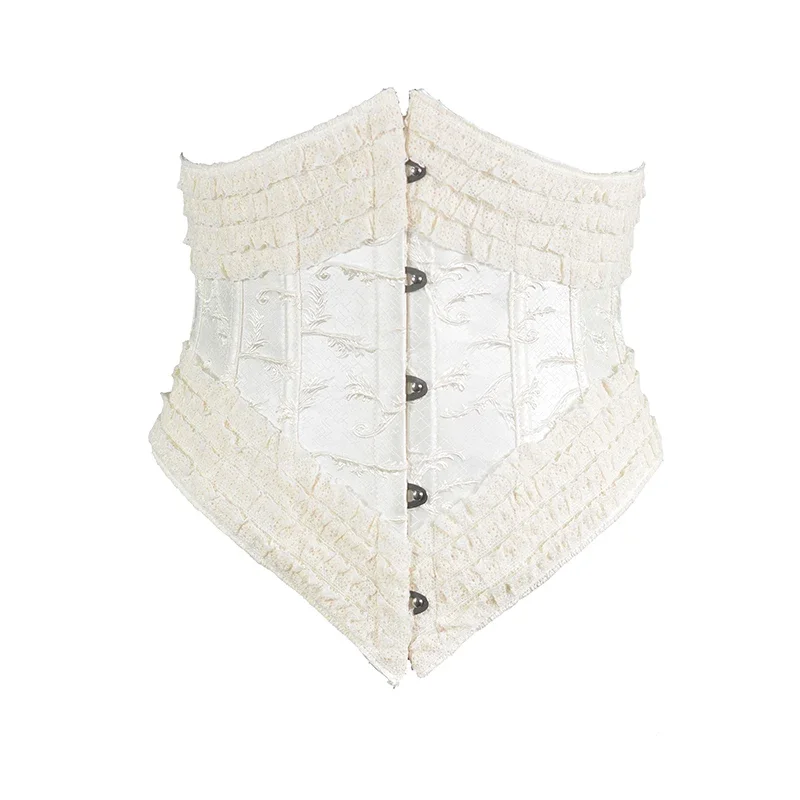 

White Lace Slimmer Waist Lolita Gothic Underbust Corset Embroidery Vintage Belts Cummerbund Corselet Clothing