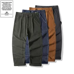 OKONKWO B01 Lumber Pants Amekaji WABASH Striped Denim Workwear Tooling Pants Outdoor Hiking Climbing Camp Labor Canvas Trousers