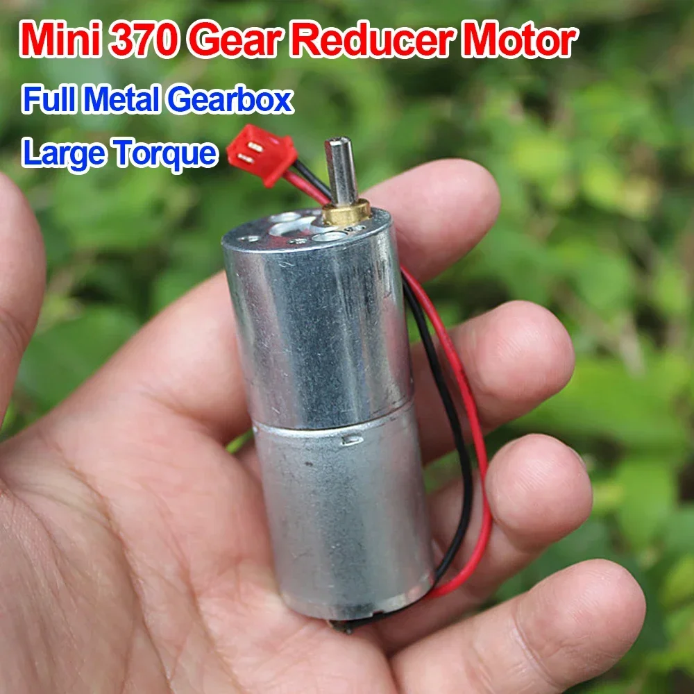 Mini 370 Gear Motor DC 5V-12V 44RPM Slow Speed Large Torque Reduction Motor Full Metal Gearbox Reducer Robot Car Model