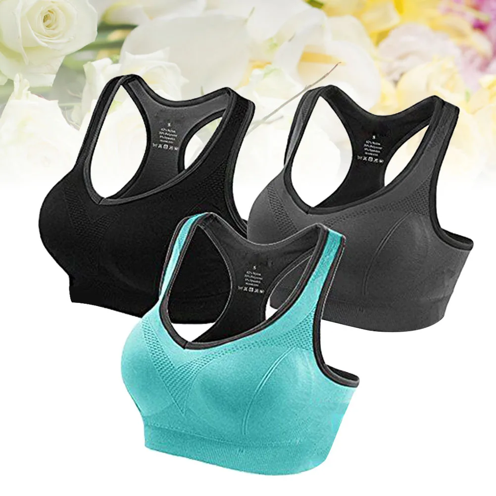 

3Pcs Yoga Bras for Women High Bra Padded Seamless Fitness Top Breathable Shockproof Workout Tank Women's Stretch