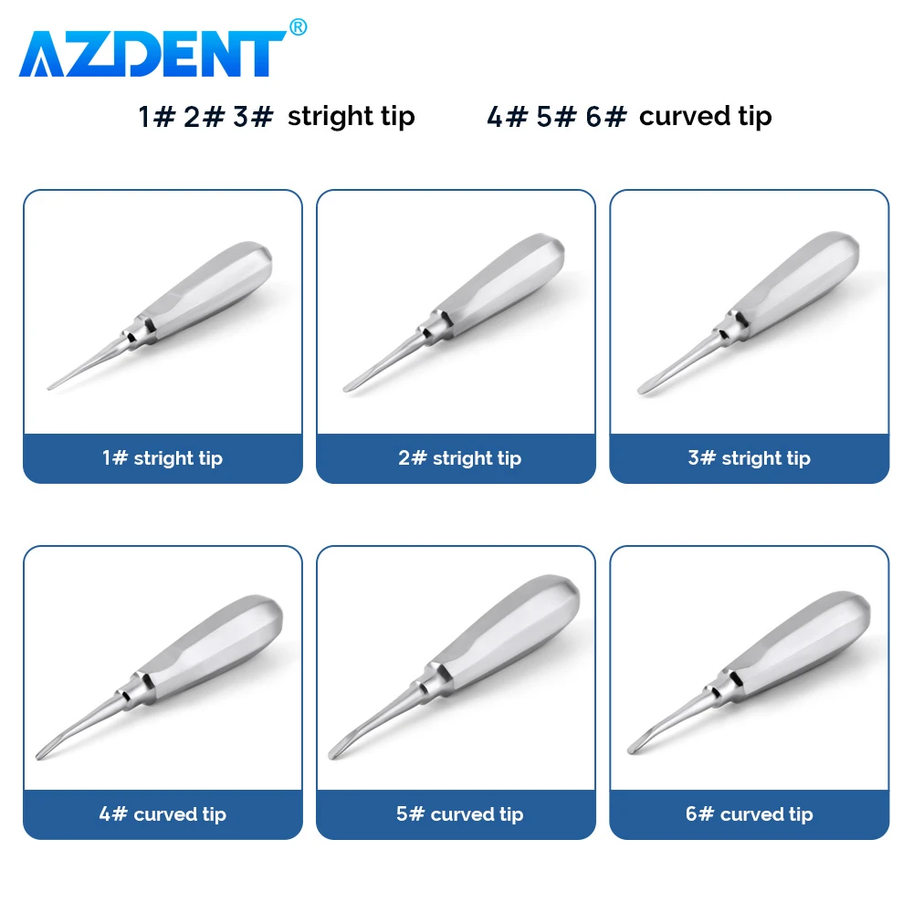 1PC winda do zębów dentystycznych AZDENT chirurgiczne narzędzie do usuwania zębów proste zakrzywione stomatologia ze stali nierdzewnej Instrument