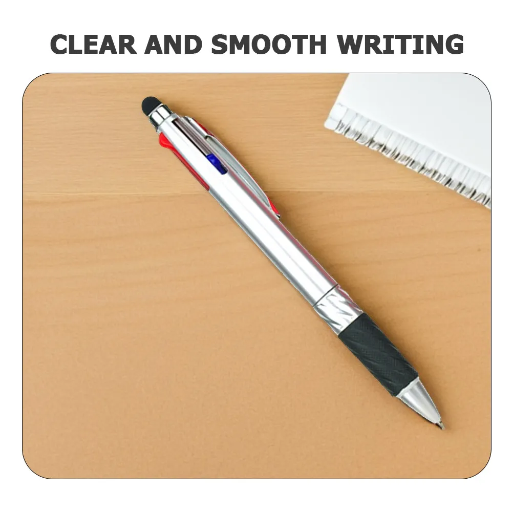 4Pcs Stylish 3-Color Ballpoint Pens with Stylus Comfortable Grip 0.7mm Smooth Writing Multipurpose Portable Meeting Conference