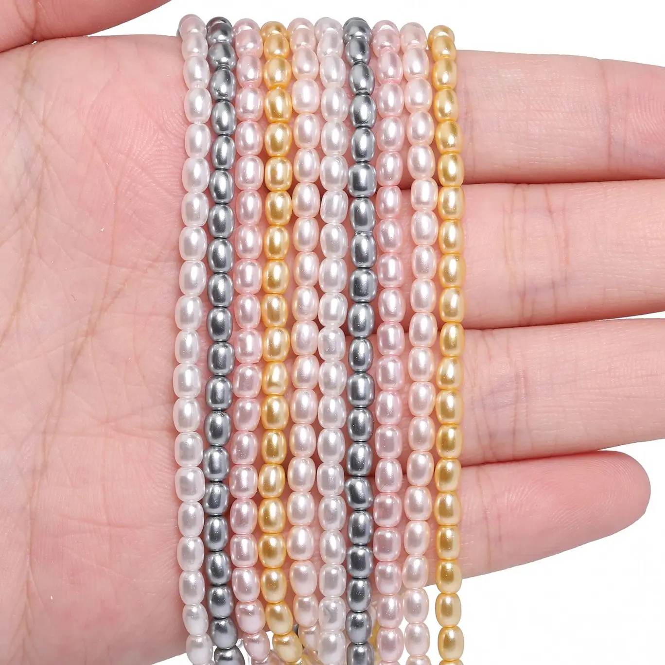 

4x3mm Imitation Pearl Beads Rice Shape Glass Loose Beads for Jewelry Making Diy Elegant Valentine's Day Necklace Accessories