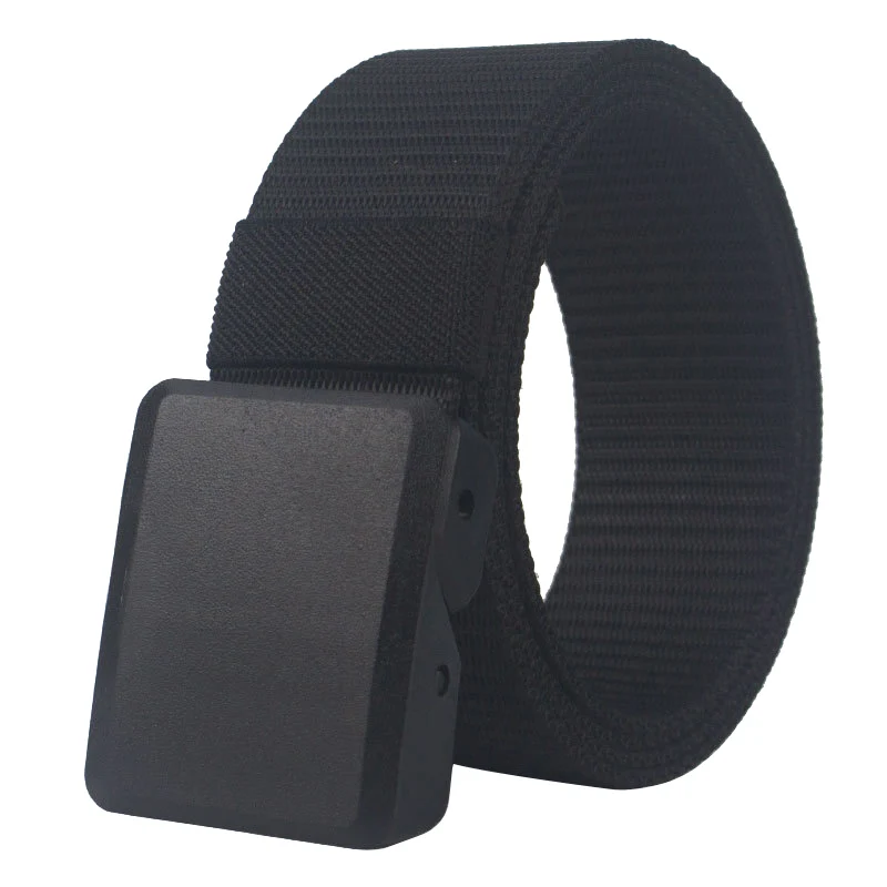 

Versatile Men Belt Solid Color Nylon Plastic Automatic Buckle Men's Belt Casual Sports Training Belt Weaving Canvas Belts