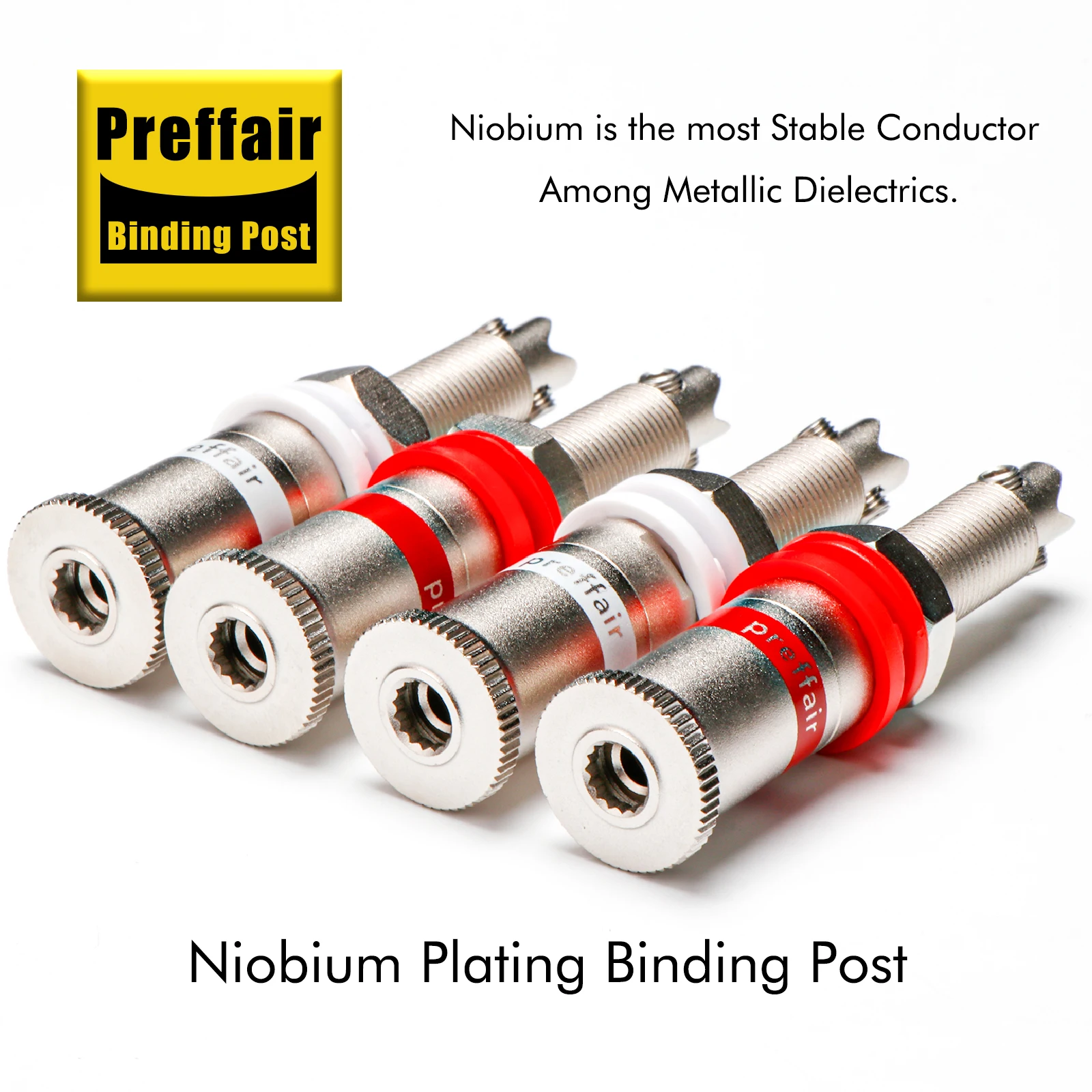 Preffair 4Pcs Niobium Plated Speaker Binding Posts Hi-end Amplifier Speaker Terminal Connectors Banana Jack Adapter
