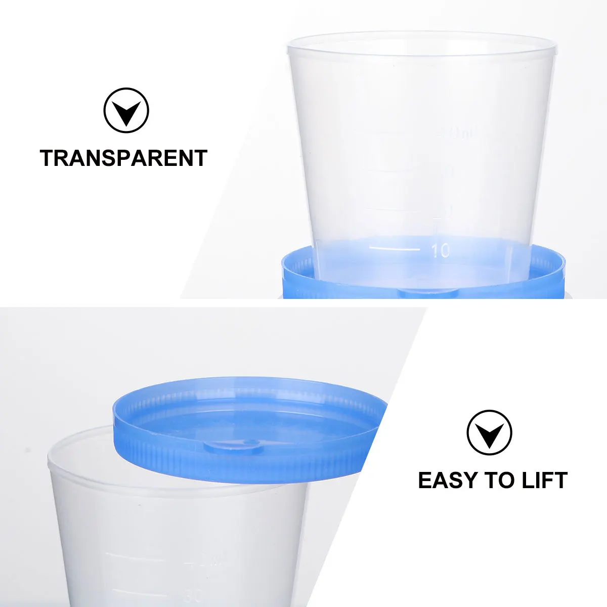 

50Pcs Urine Cup Plastic Thick Sterile Specimen Collection Leakproof Lid Urine Container Testing Accessories Sample