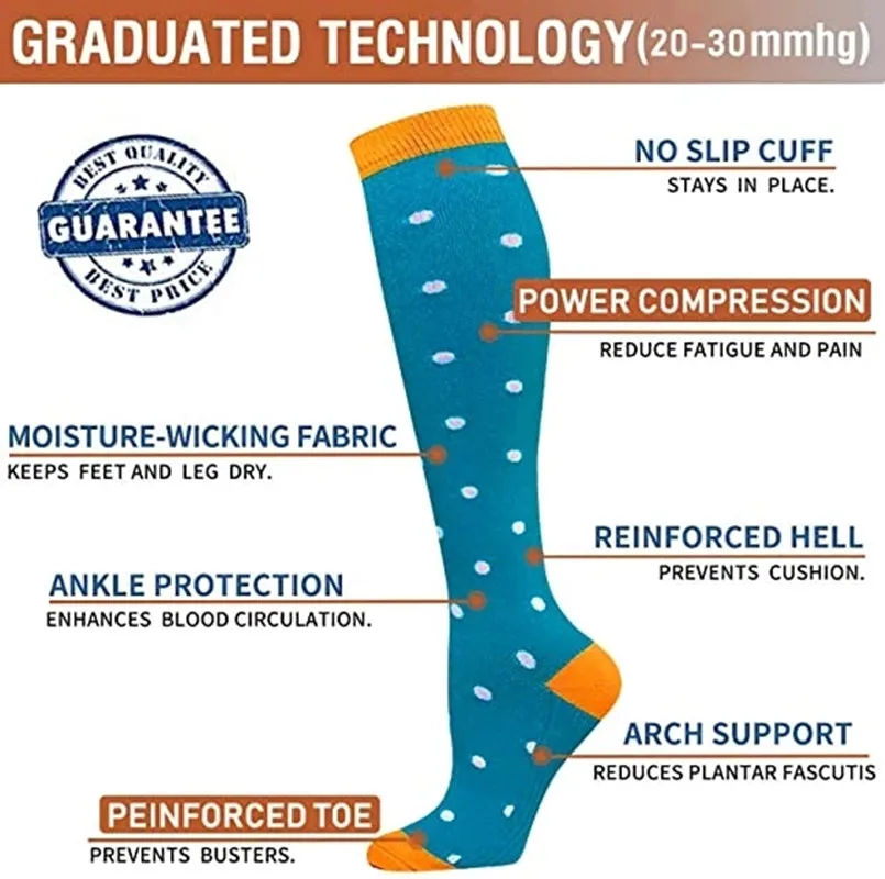 Compression Socks Men Women Knee High Stockings 20-30 MmHg Fit Medical Edema Diabetes Varicose Veins Running Compression Socks