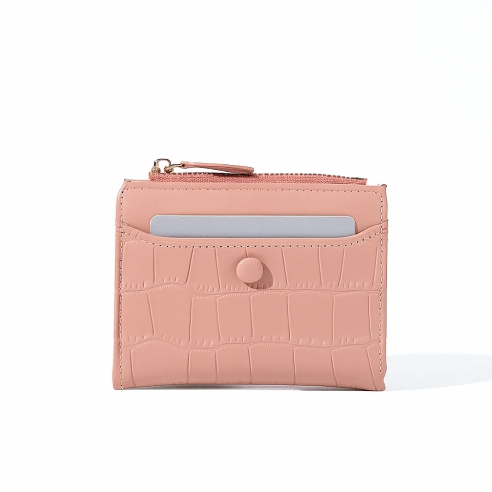 Multi Card Slot Crocodile Pattern Wallet Waterproof Solid Color PU Leather Coin Purse Short Large Capacity Multiple Card Holder