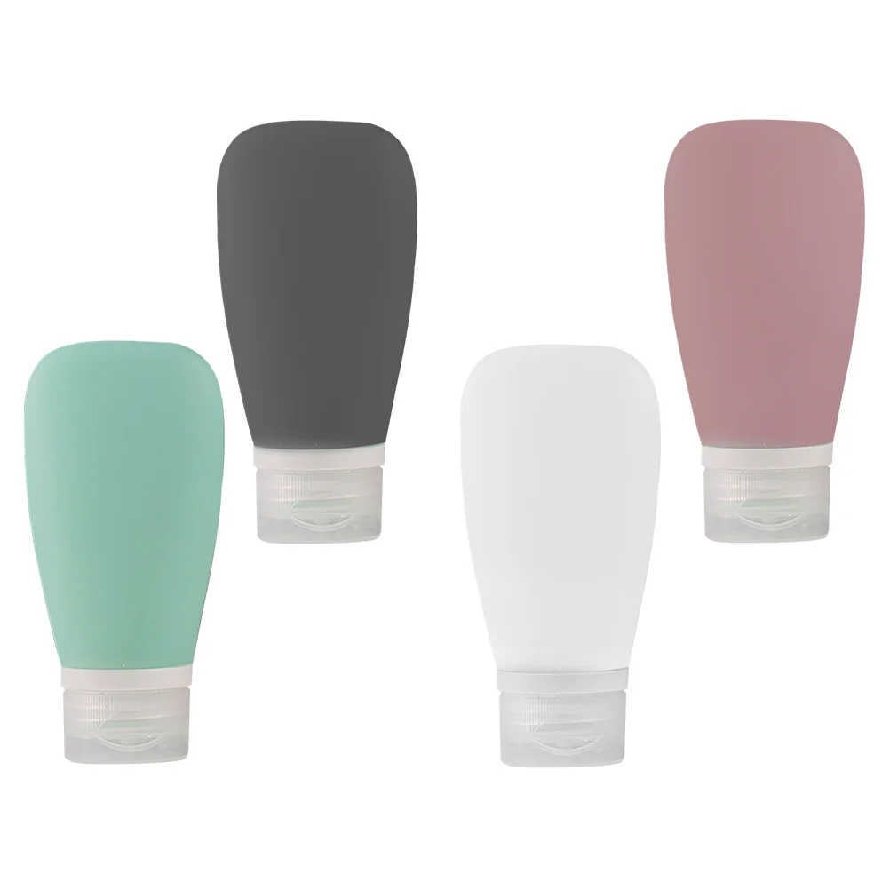 

4pcs Silicone Refillable Travel Bottles Leak-Proof Portable Lotion Containers For Shampoo Body Wash Dispensers Sub