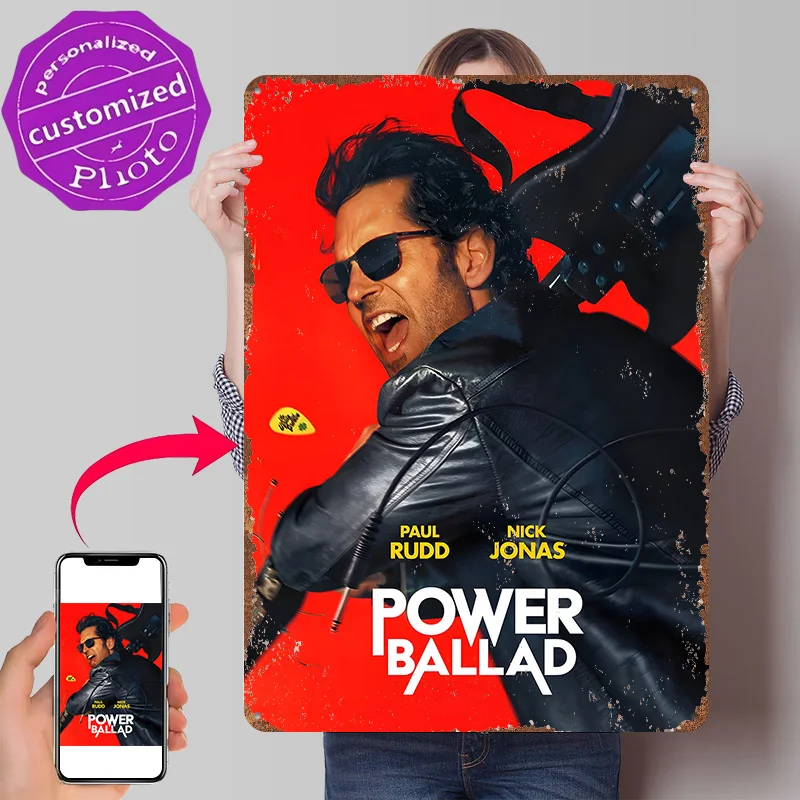 Power Ballad Paul Rudd Movie 3D Texture Metal Poster Customized Wall Art Tin Sign Gift for Mancave Bedroom Decoration Room Decor
