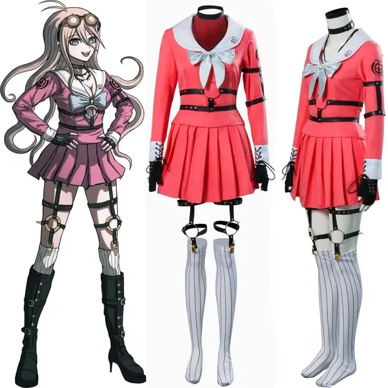 

Аниме Miu Iruma, карнавальный костюм, платье, манга, розовая школьная форма, костюм для женщин, Takerlama