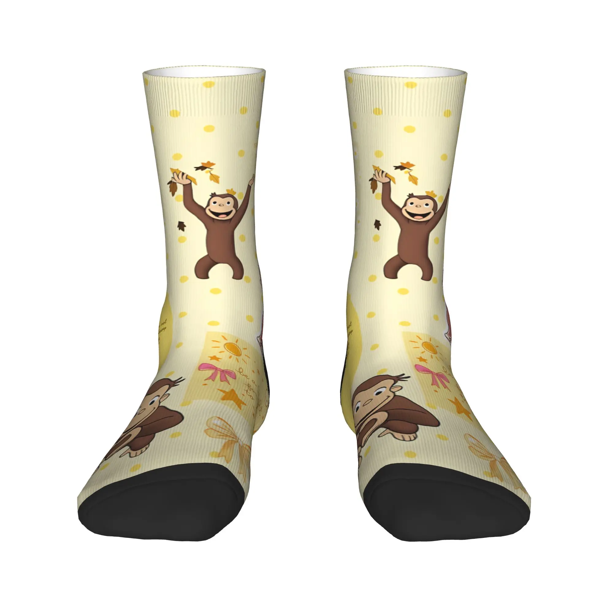 Curious George Monkey Socks Spring  Stockings Retro Adults Men High Quality Socks Pattern Cycling Anti Sweat Socks