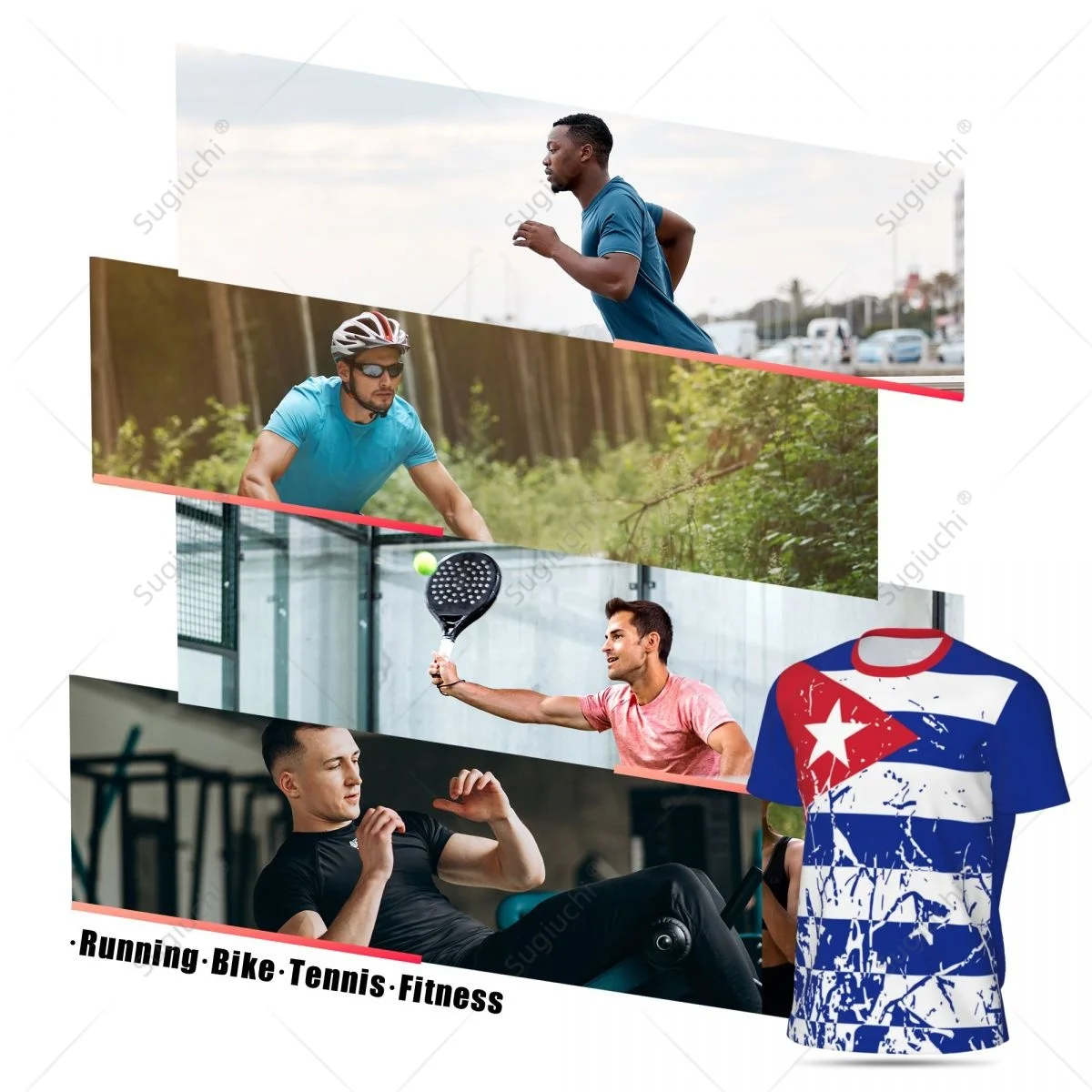 Exclusive design Cuba Flag Grain 3D Printed Men For Running Bike Soccer Tennis Fitness Sports tshirt Mesh Fans Short T-shirt