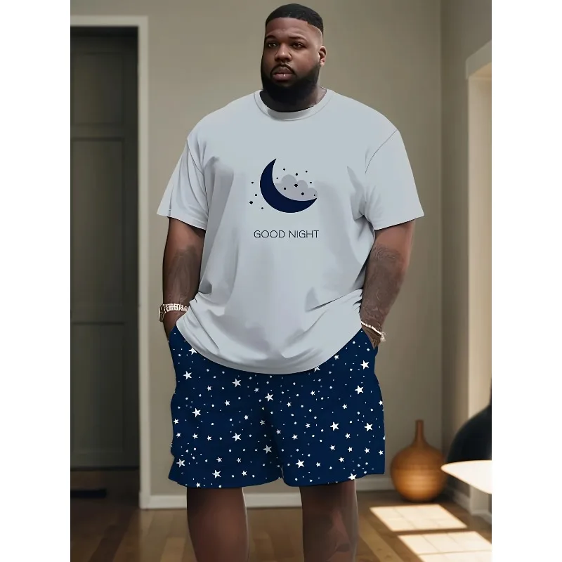 2025 Fashion Summer Large Men's 3D Printed Short Sleeved Top and Shorts 2-piece Set Outdoor Casual T-shirt and Shorts