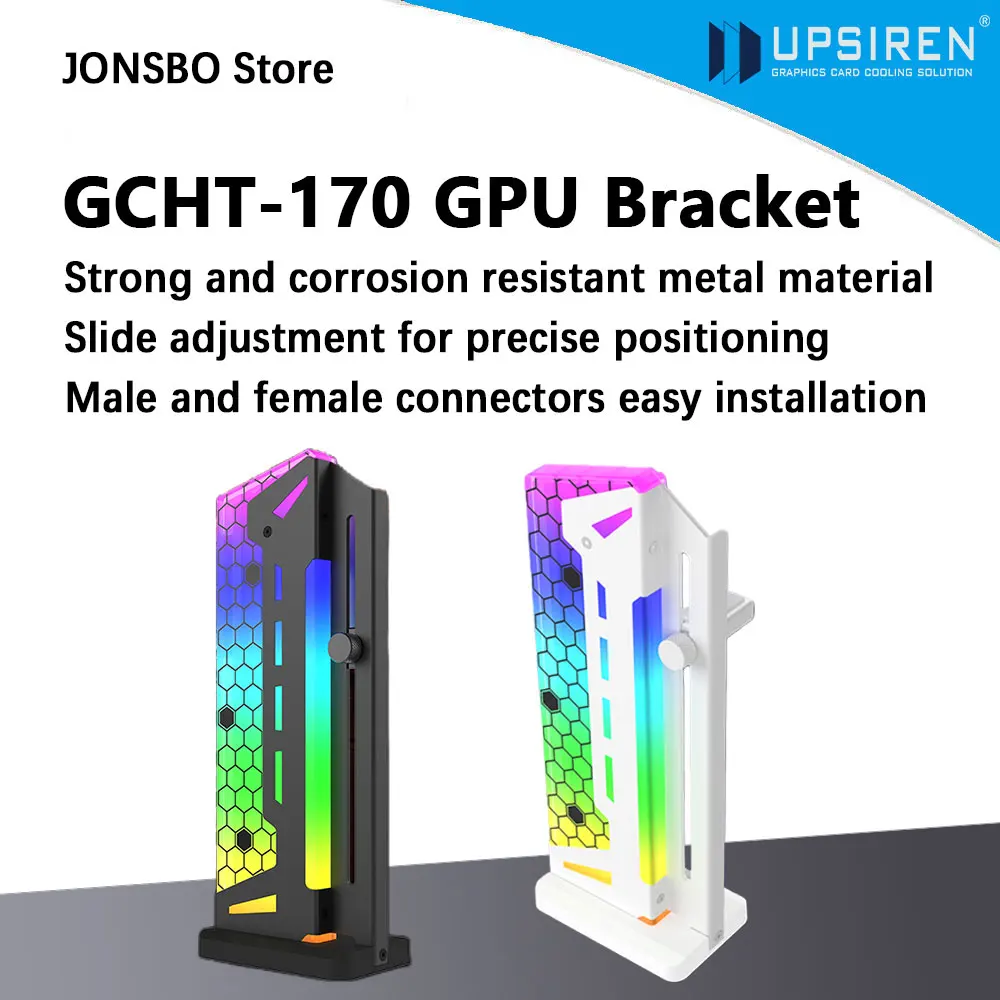 

UPSIREN GCHT-170 ARGB Вертикальный кронштейн для видеокарты Металлический материал Регулировка скольжения для точной позиционирования Мужской и женский