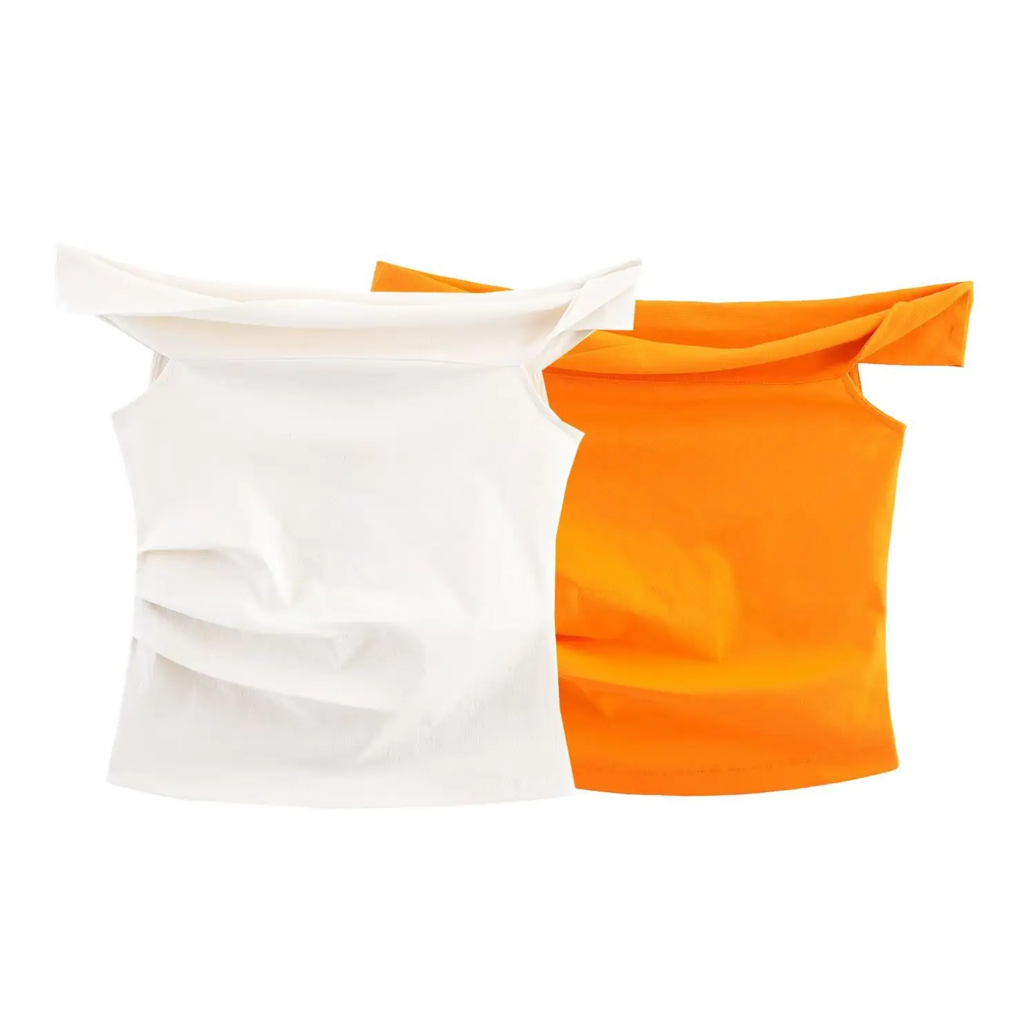 

Sexy Fashion Women's Solid Color Tops Asymmetric Pleated Slant Neck Slim Fit Tops New Fashion 2025 Summer Evening Tops