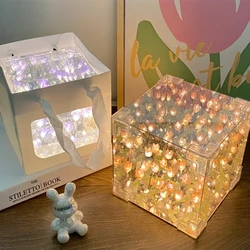 DIY Flower Sea 3D Cloud Tulip LED Night Light Mirror Table Lamps Bedroom Ornaments Decoration Mirror Table Lamps Bedside Gift