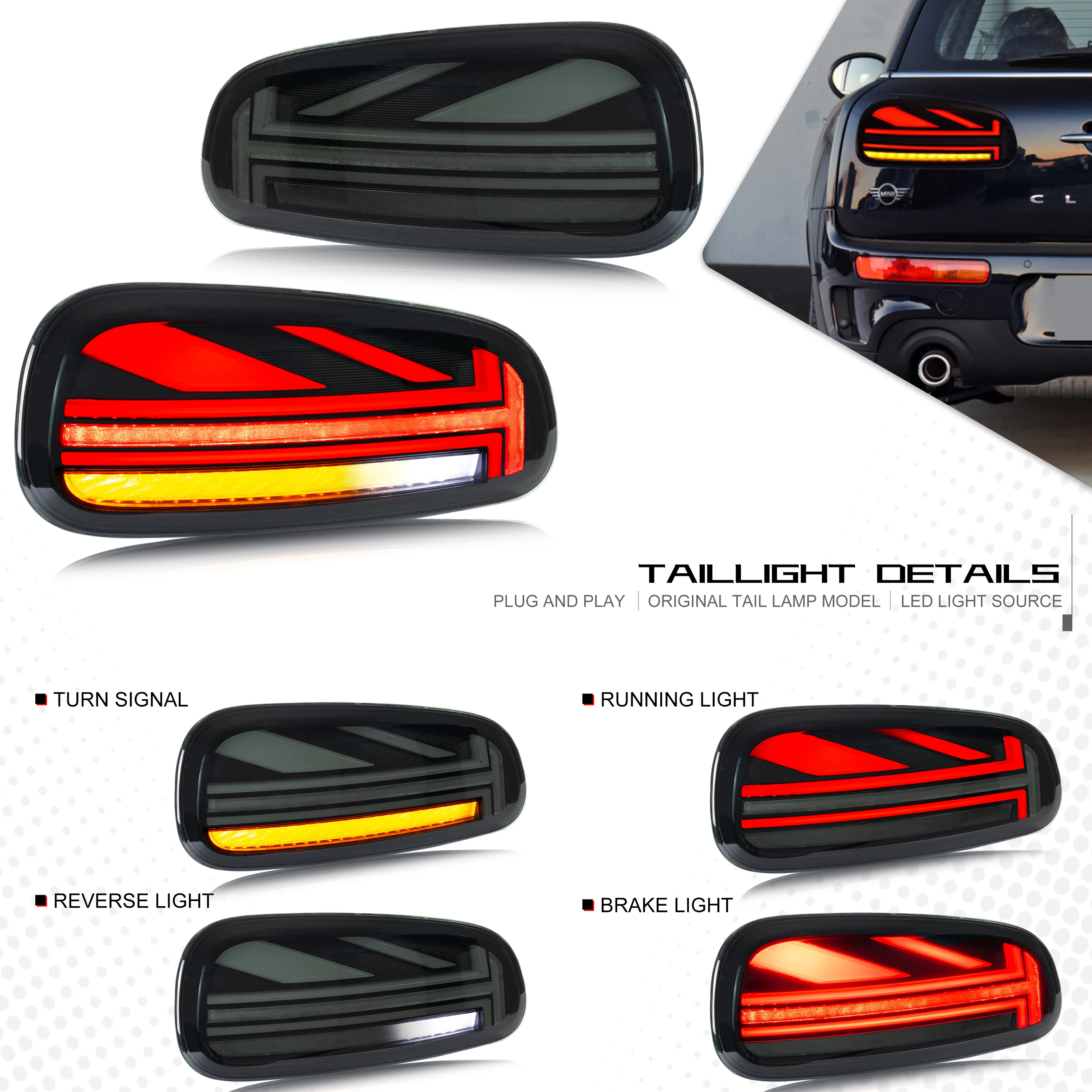 LED Tail Lights for BMW Mini Cooper F54 Clubman Facelift Sequential Turn Signal Start-up Animation Rear Lamps