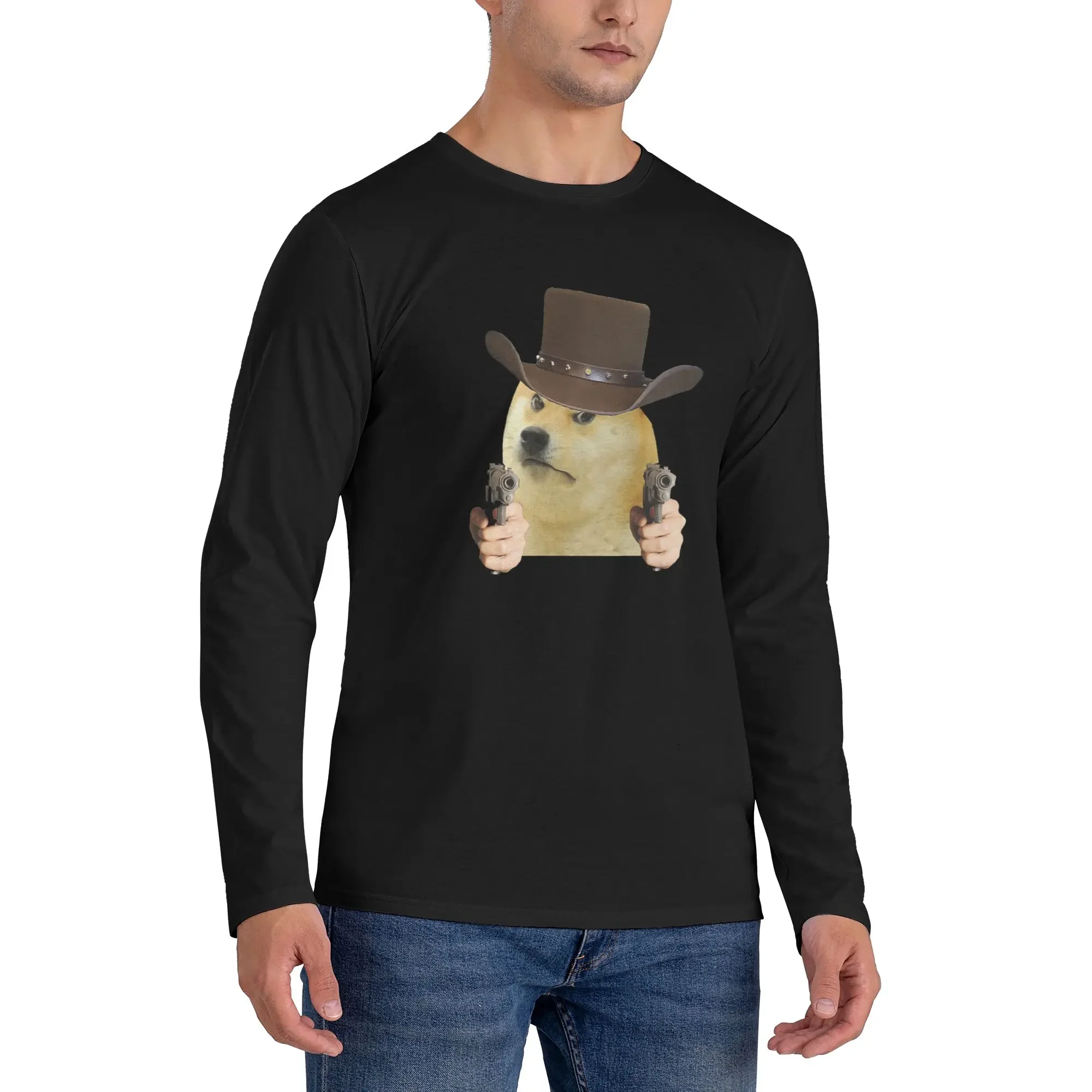 

Doge Shiba Inu Memes Men's Long Sleeved T-shirt Fashion Round Neck T shirts Spring and Autumn Men tops