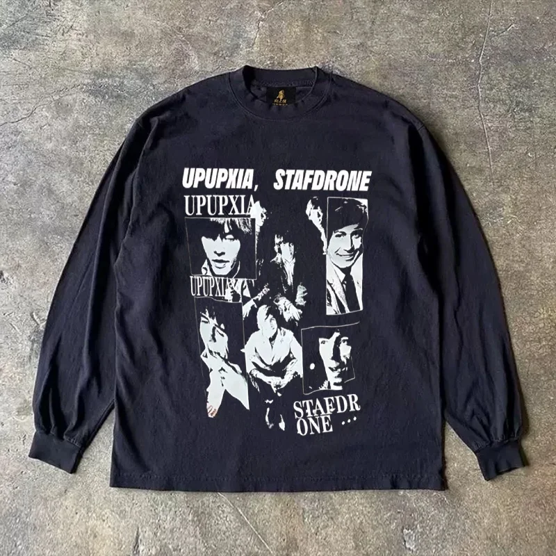 Long Sleeve T-Shirt 310 Pure Cotton Double Thread Women's Style Three Needle Charitable Fundraising Upward Hero American Couple