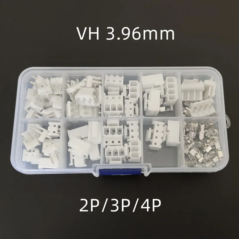 25sets/box VH 3.96mm Pitch 2P 3P 4Pin Straight Pin Header + Female Housing + Terminals VH3.96 Connector Kits